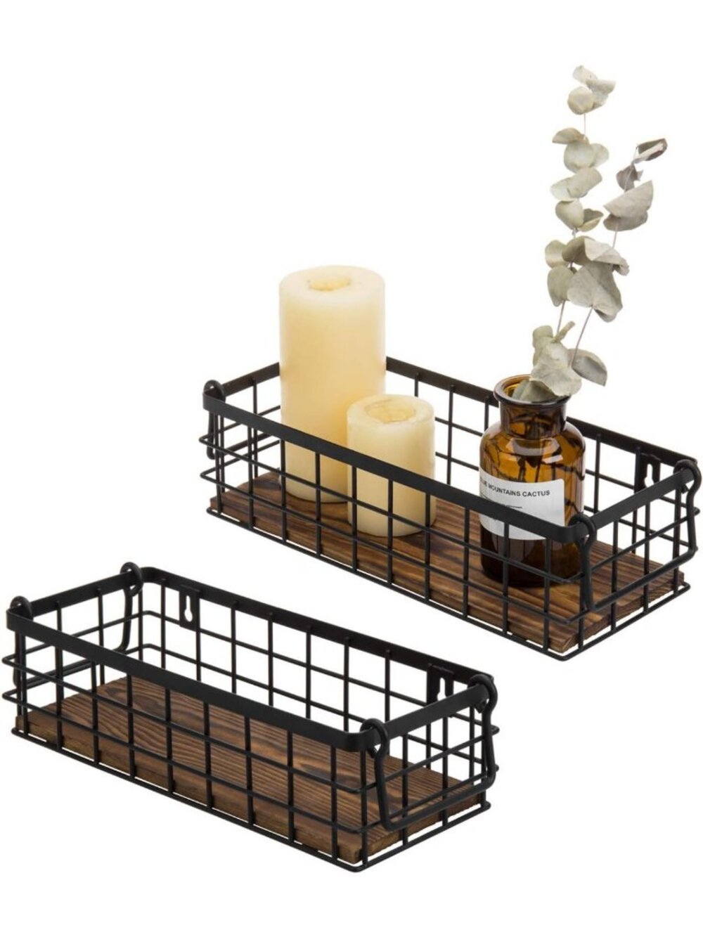 Set of 2 Black Wire Storage Baskets - Stylish Organizers for Pantry & Shelves